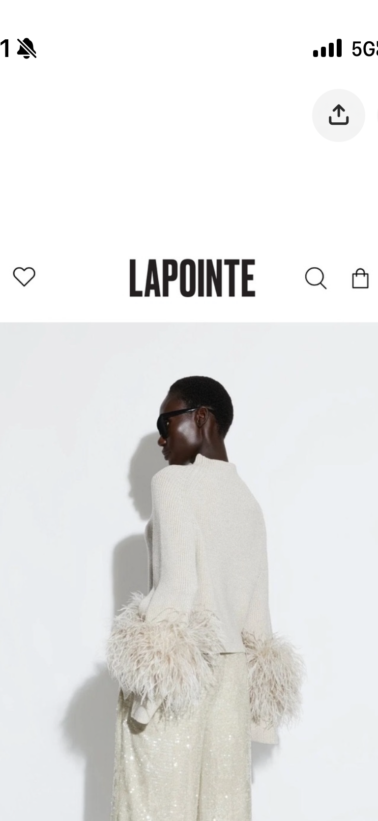Merino Mock Neck Sweater With Feathers La Pointe (xs)
